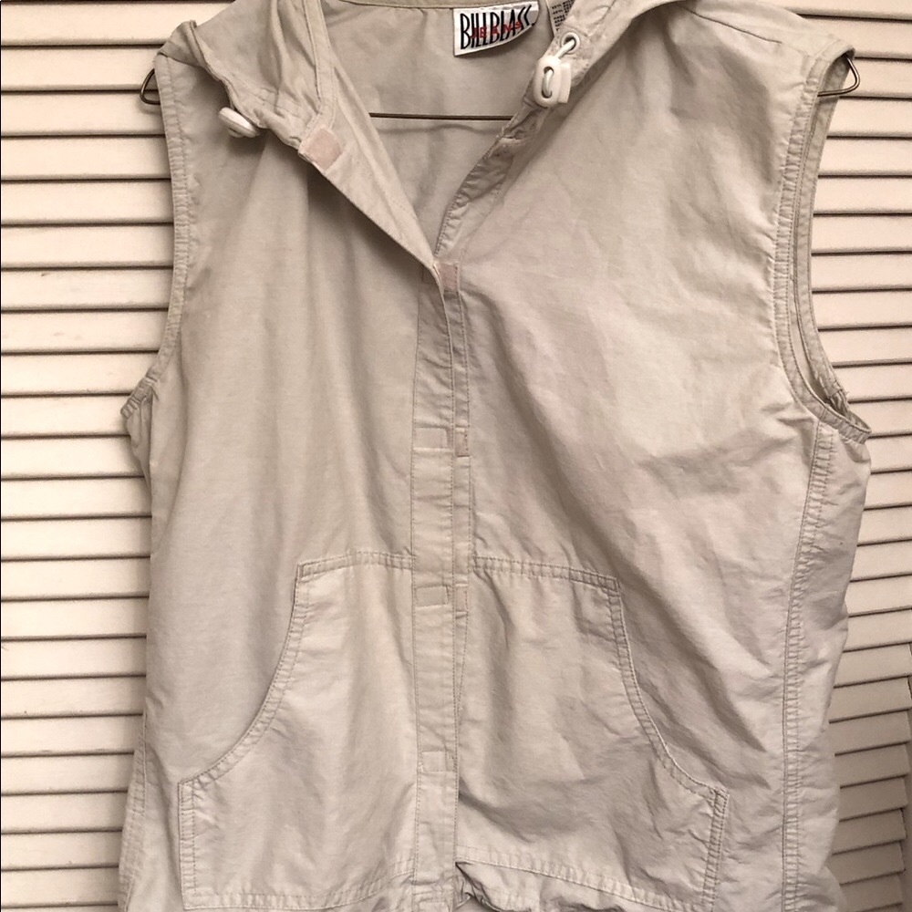 Vintage Y2K Bill Blass Jeans Sleeveless Lightweight Hooded Jacket Medium